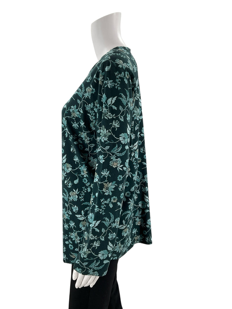 Pure Jill Teal Floral Pre-Owned Ladies Top - Size Medium