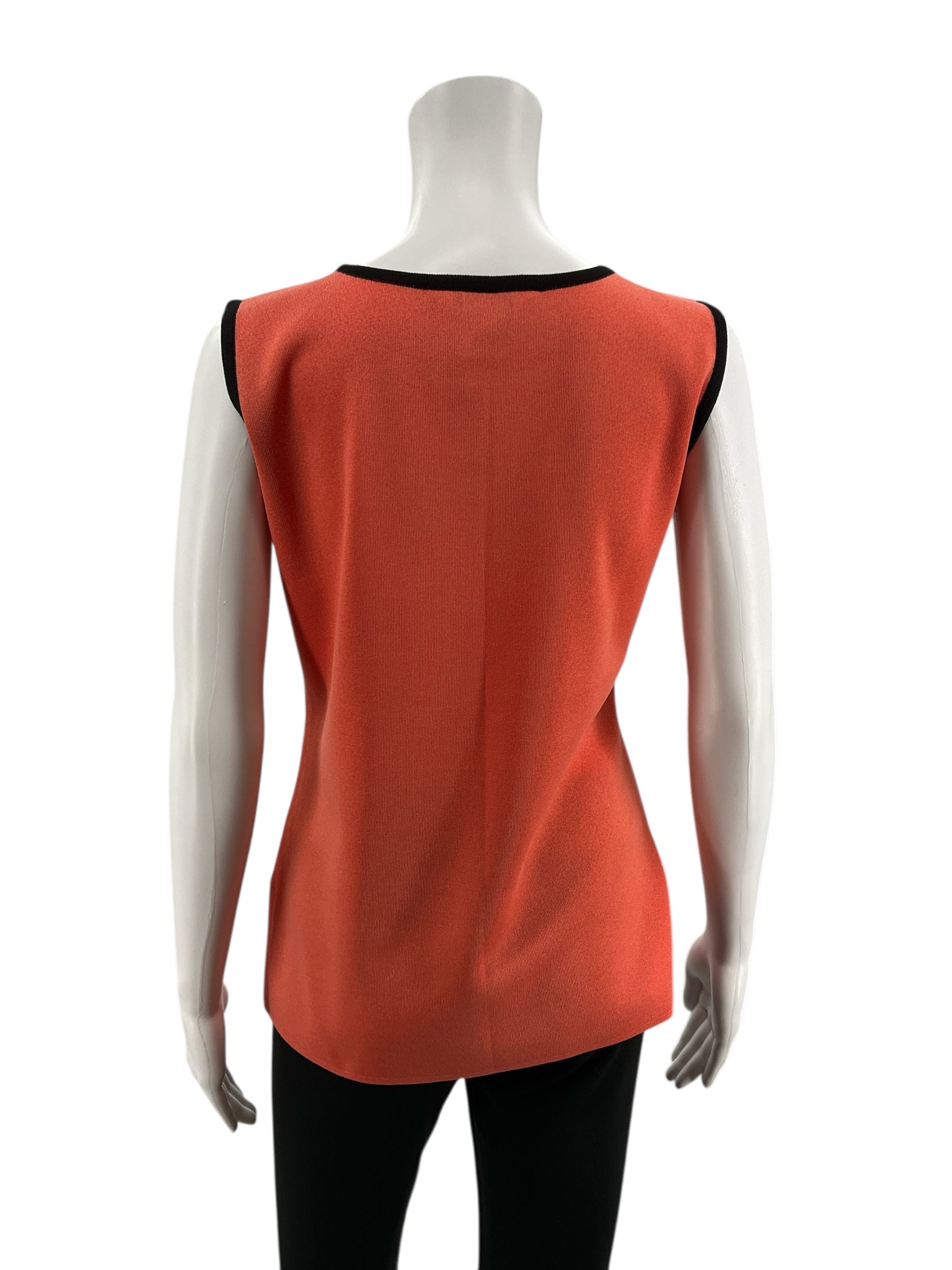 Misook Coral Sleeveless Coral &amp; Black Trim Sleeveless Knit Tunic Top Size XS - Size XS