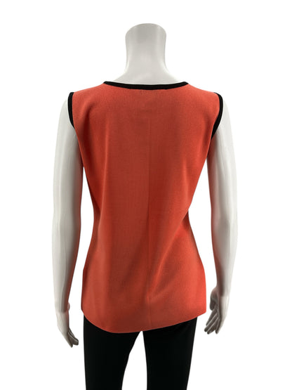 Misook Coral Sleeveless Coral &amp; Black Trim Sleeveless Knit Tunic Top Size XS - Size XS