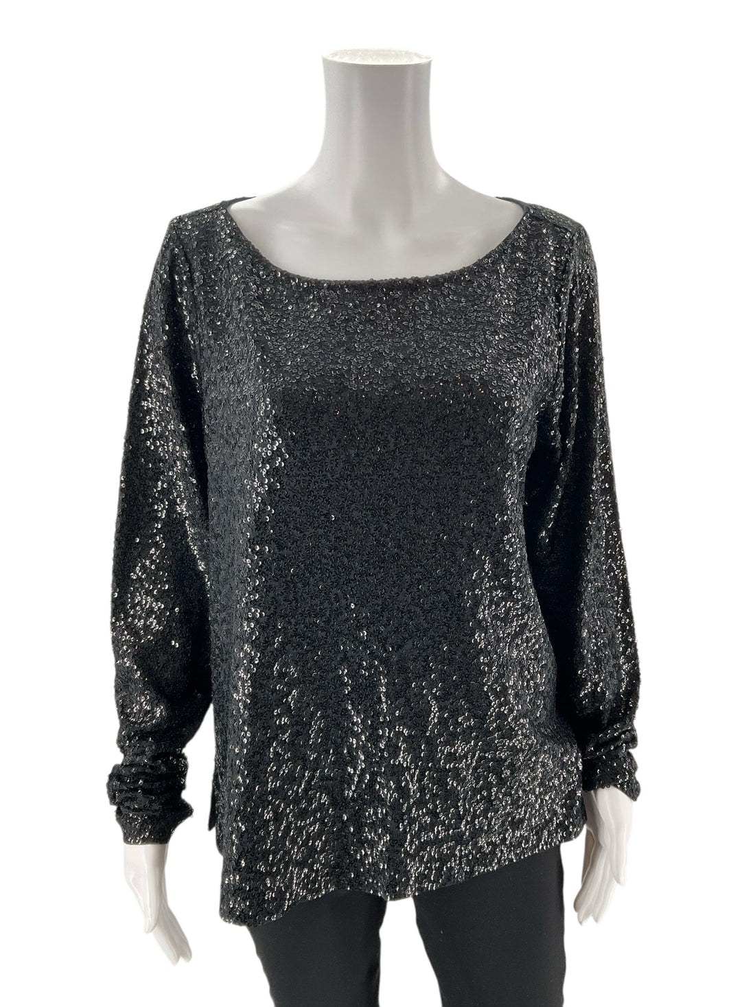 J Crew - Black Sequins Pre-Owned Ladies Casual Top - Size XL