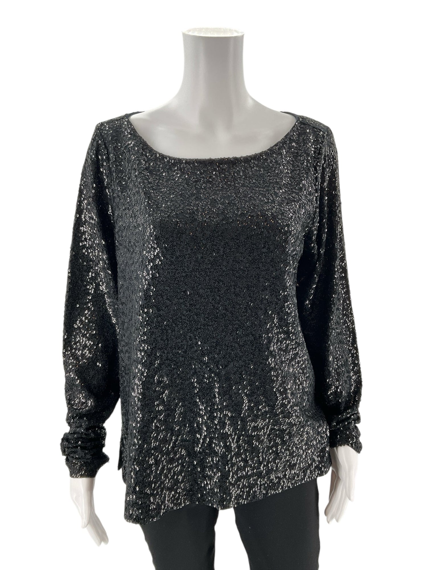 J Crew - Black Sequins Pre-Owned Ladies Casual Top - Size XL