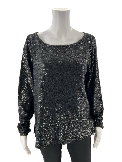 J Crew - Black Sequins Pre-Owned Ladies Casual Top - Size XL