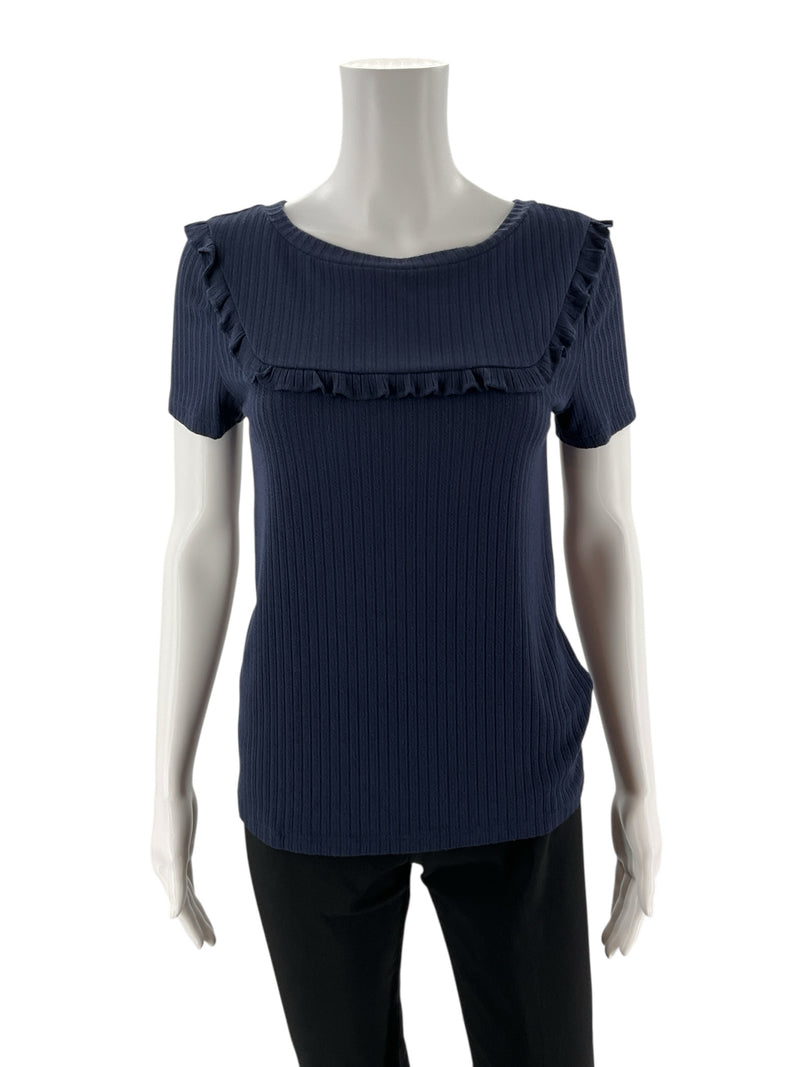 Loft Navy Ribbed Pre-Owned Ladies Top - Size Small