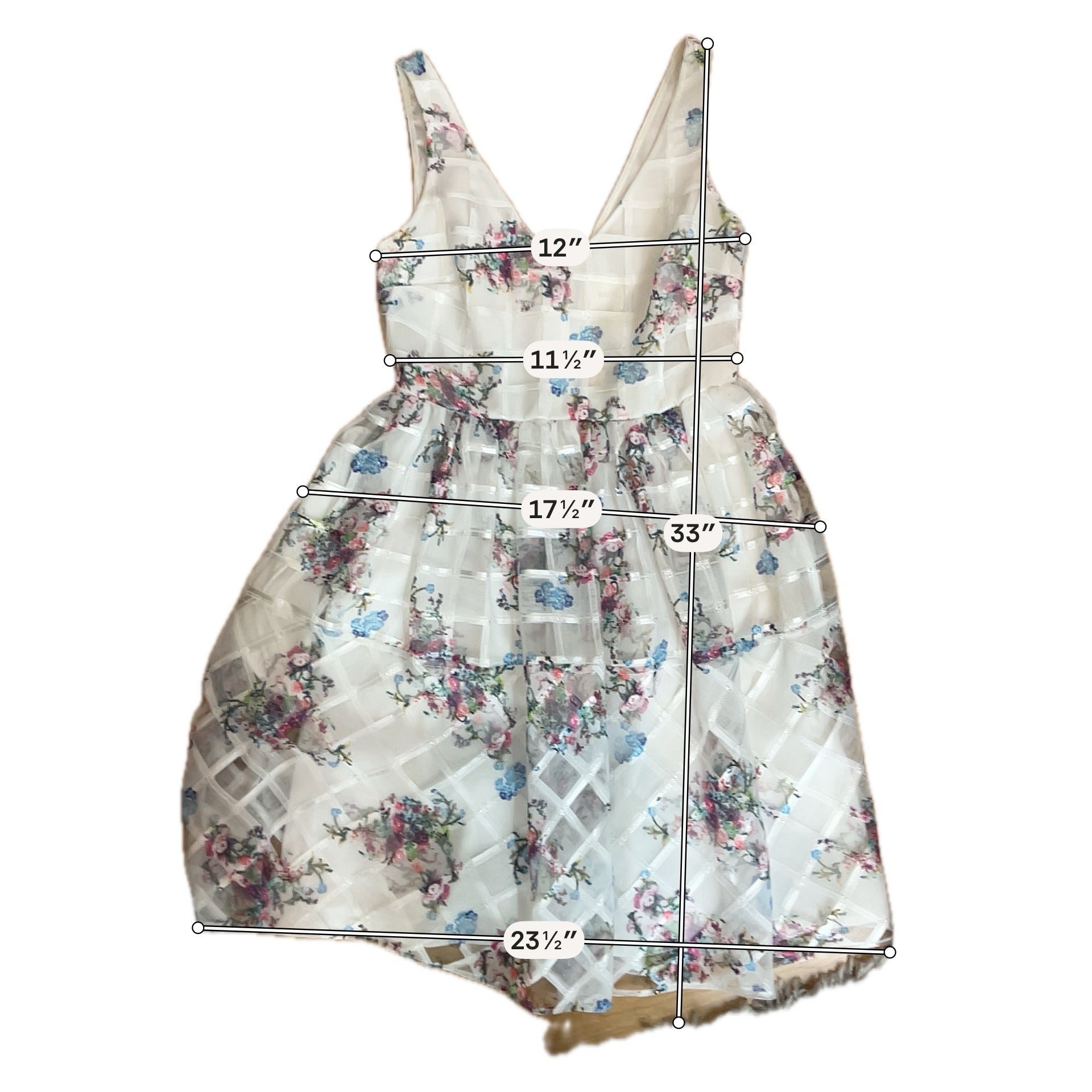 Maeve by Anthropologie Taffina Floral Grid Overlay Dress Size 0