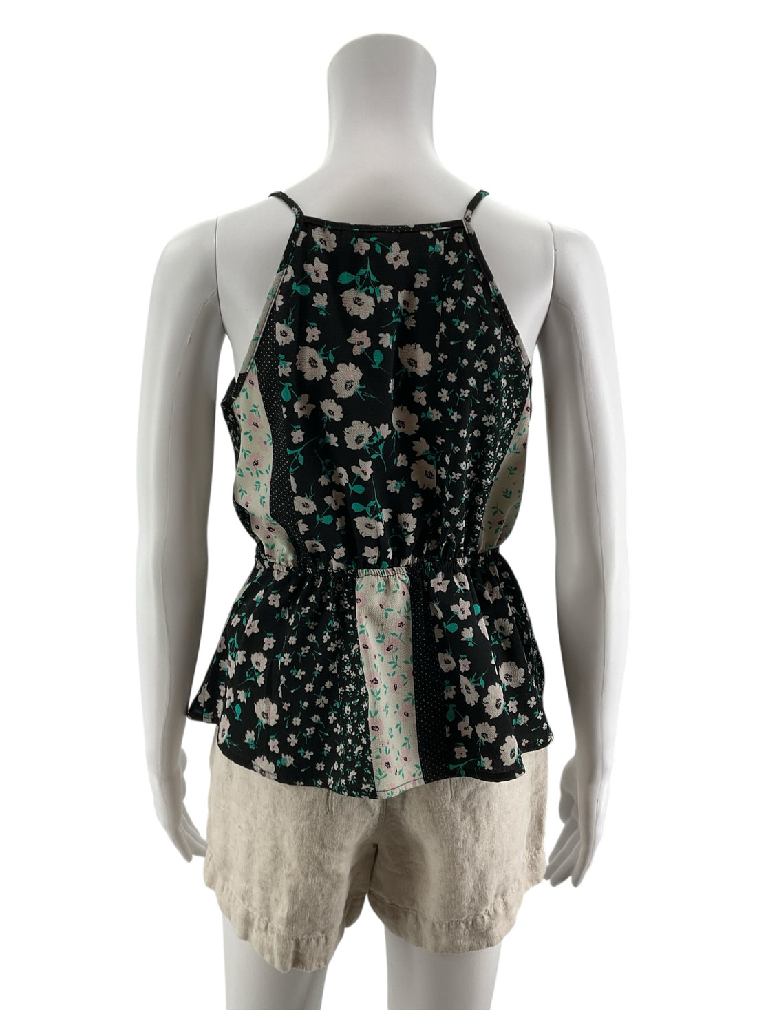 Monteau Los Angeles Floral Halter Peplum Cami Top Size Medium