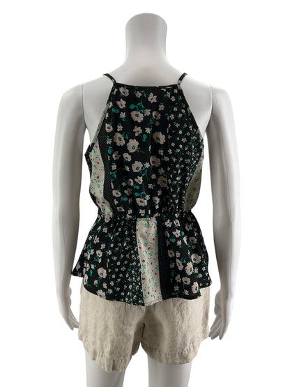 Monteau Los Angeles Floral Halter Peplum Cami Top Size Medium