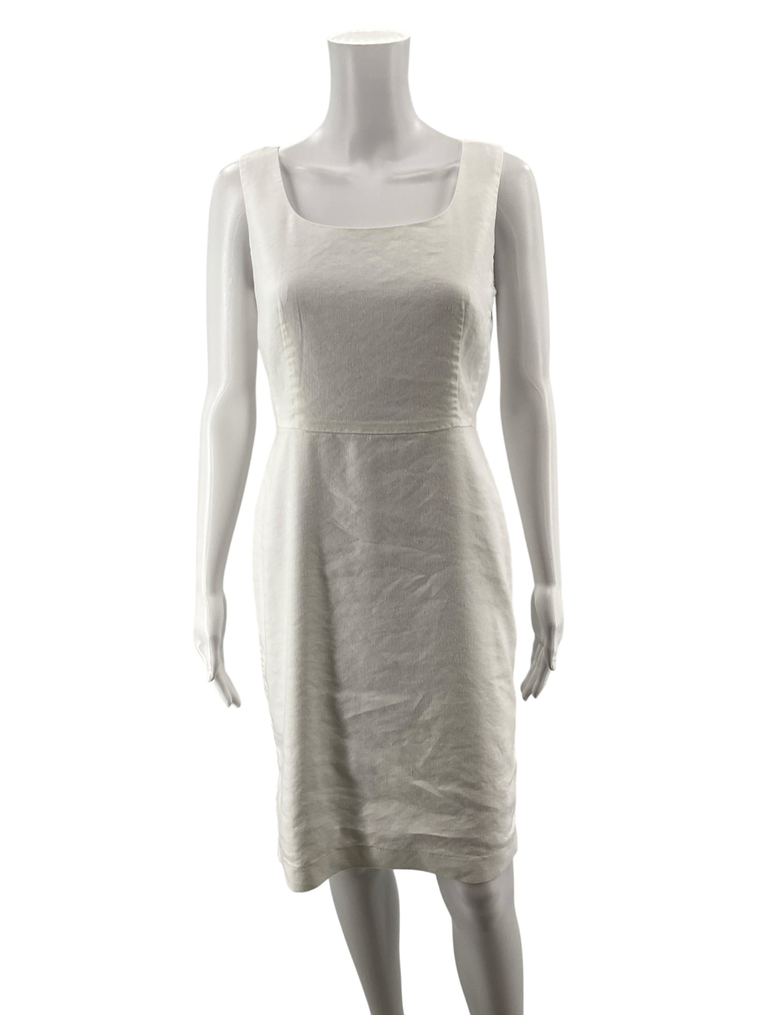 Ann Taylor White Linen Blend Sheath Dress Petite Size 4P