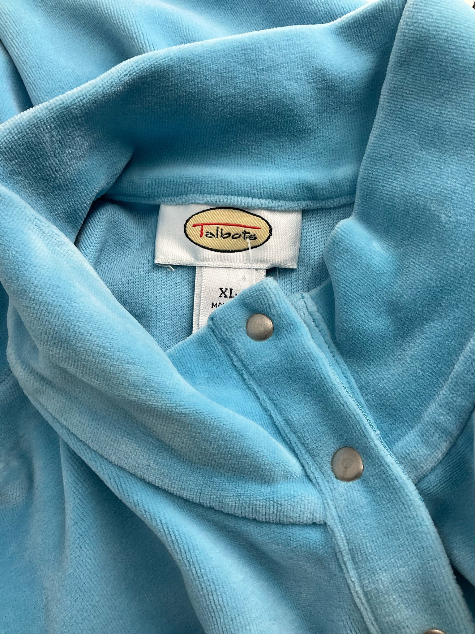Talbots - Aqua Velour Solid Pre-Owned Ladies Casual Top - Size XL