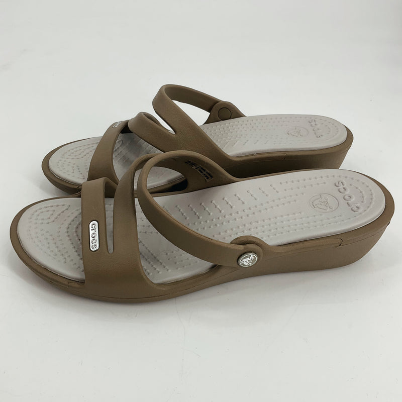 Crocs Tan Solid Pre-Owned Ladies Sandals - Size 7