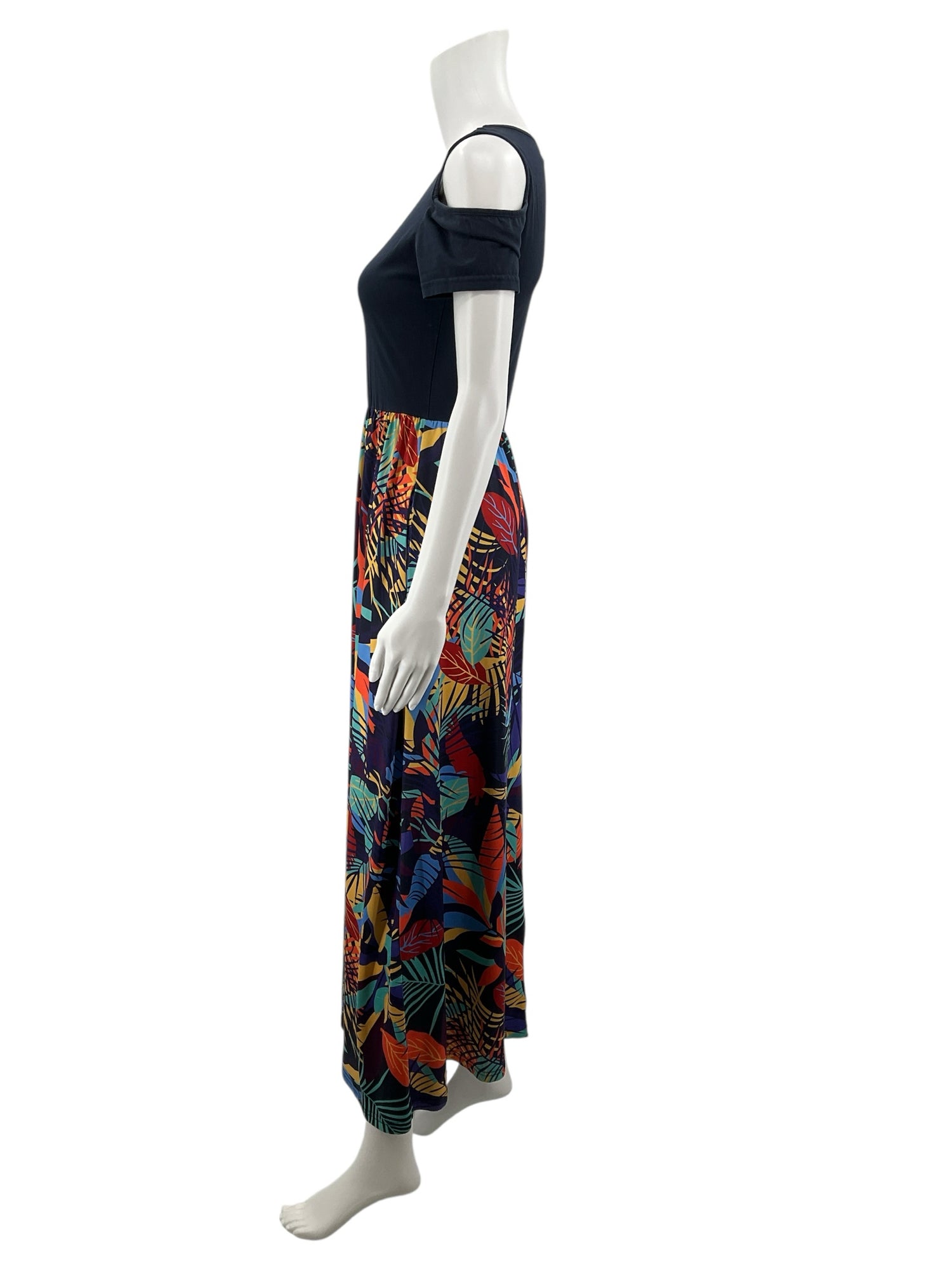 Styleword Navy Floral Cold Shoulder Maxi Dress Size Small