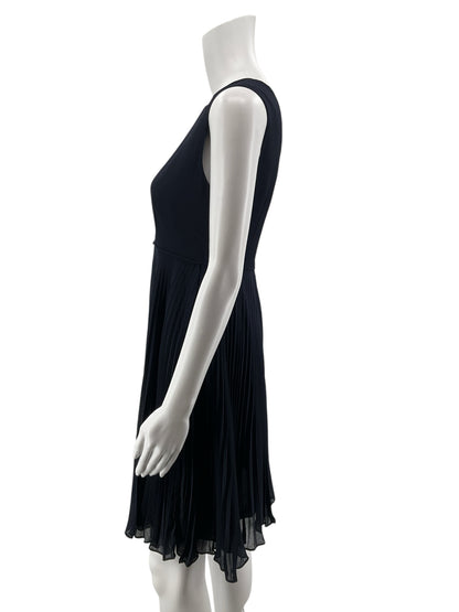 LIZ NOW by Liz Claiborne Vintage Navy Pleated Sleeveless Dress Size 6