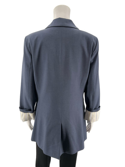 J.B.’s Luxury Denim by Allen Schwartz Navy Blazer Size 10 Striped Lining