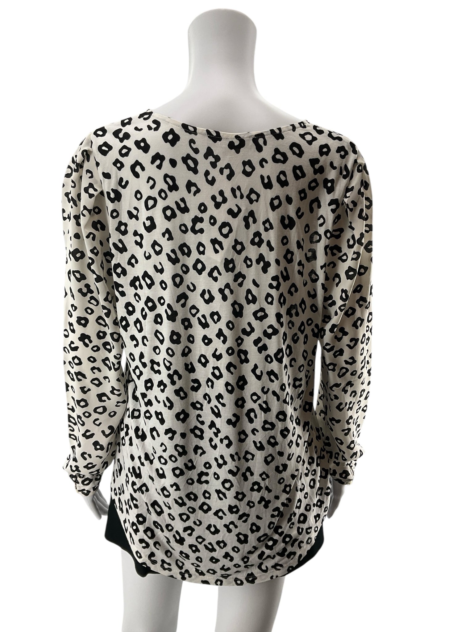 LOFT Leopard Print Mixed Media Blouson Sleeve Top Size Medium