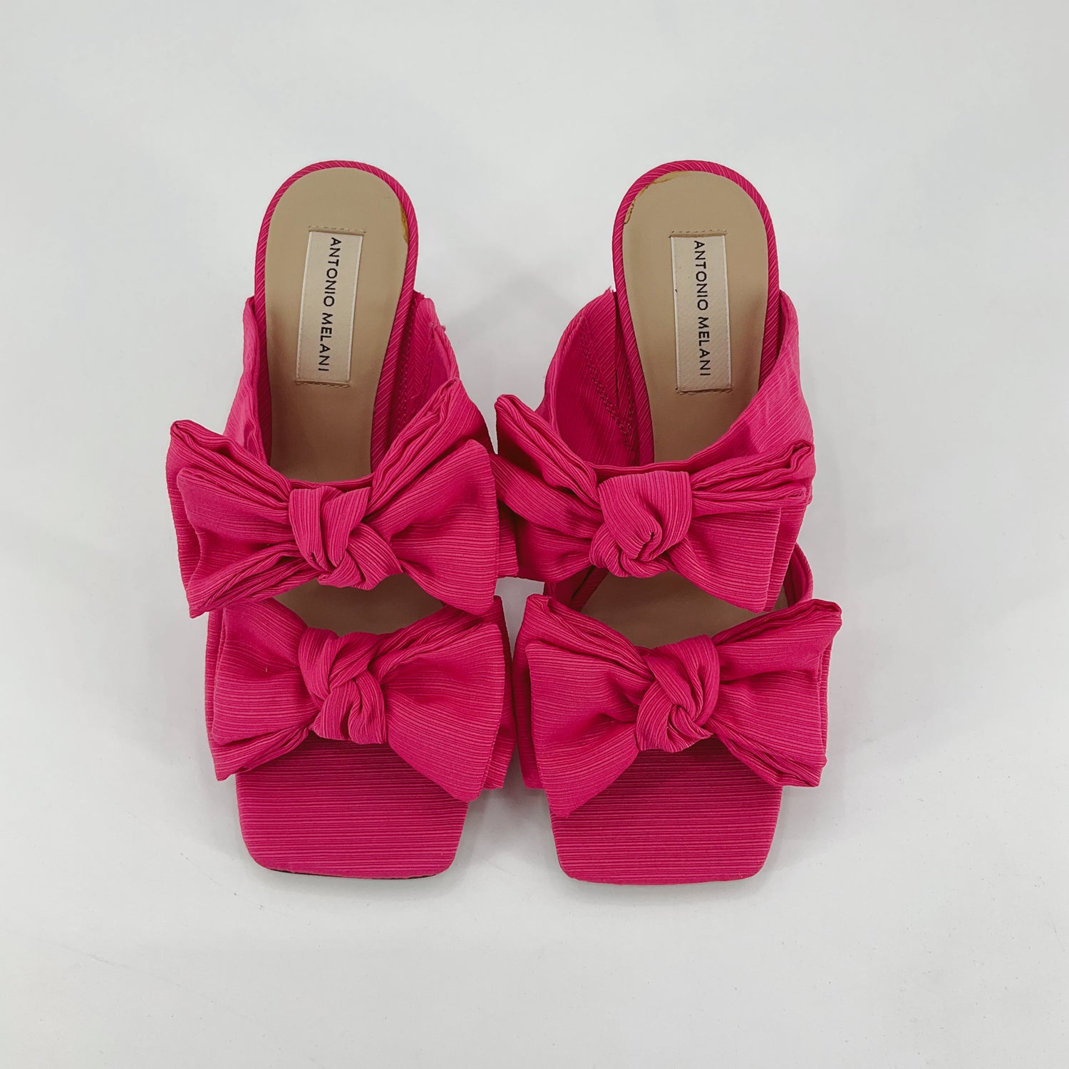 Antonio Melani Aniyah Pleated Bow Mules Heels Size 7 Fuchsia Pink