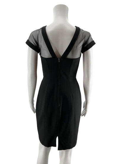 Maggy London Petites Sheer Yoke Sheath Cocktail Dress Black Size 0 Petite