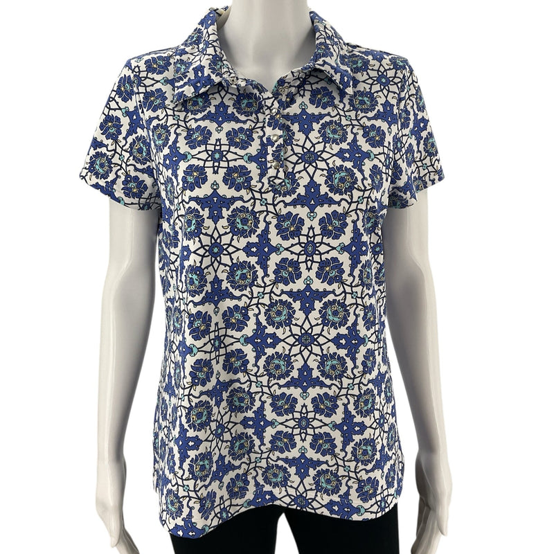 Chico's White/Blue Floral Pre-Owned Ladies Top - Size Medium - Margaret’s Fine Consignment