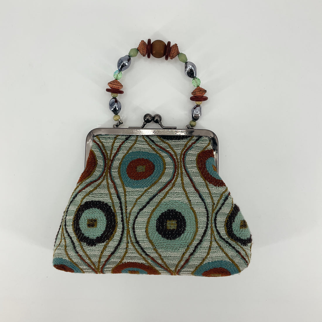 Liz Soto Green/Brown Print Pre-Owned Ladies Clutch