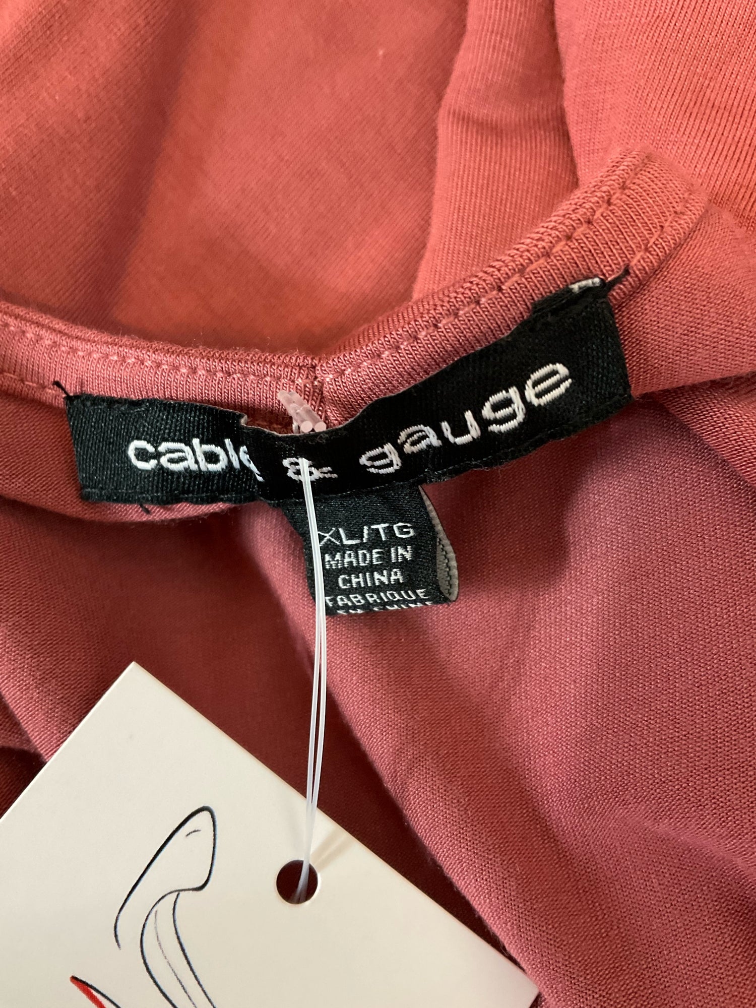 Cable &amp; Gauge Salmon Pink Modal Blend Tunic Top 3/4 Sleeve Size XL
