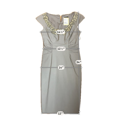 Adrianna Papell Khaki Sheath Khaki Beaded Cap Sleeve Cocktail Dress Size 4 - Size 4