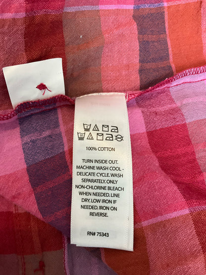 Isaac Mizrahi New York Plaid Cotton Tank Top | Size M | Pink Multi Check