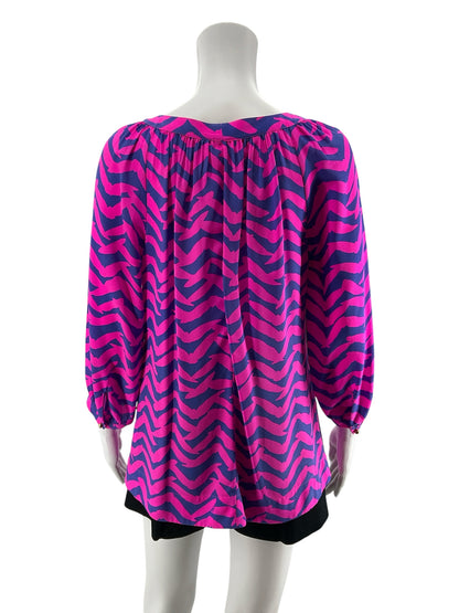 Lilly Pulitzer Elsa Silk Top First Impression Birds Print Small