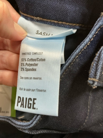 Paige Sasha High Rise Wide Leg Crop Jeans Navy Denim Size 6