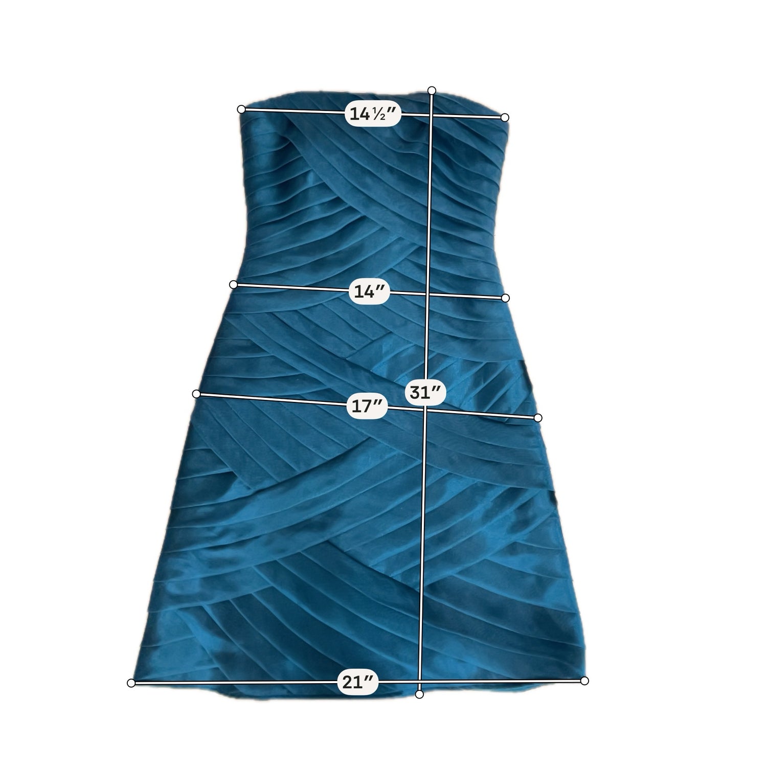 Alex Evenings Teal Strapless Bandage Cocktail Dress Petite Size 2P