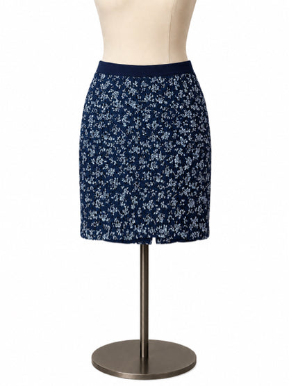 Ann Taylor navy/white Skirt Size 14 navy/white Floral Pre-Owned Ladies Skirt - Size 14
