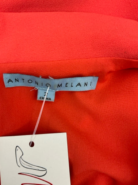 Antonio Melani Coral Red Ruffle Front Sheath Dress Size 2 - ONLINE ONLY