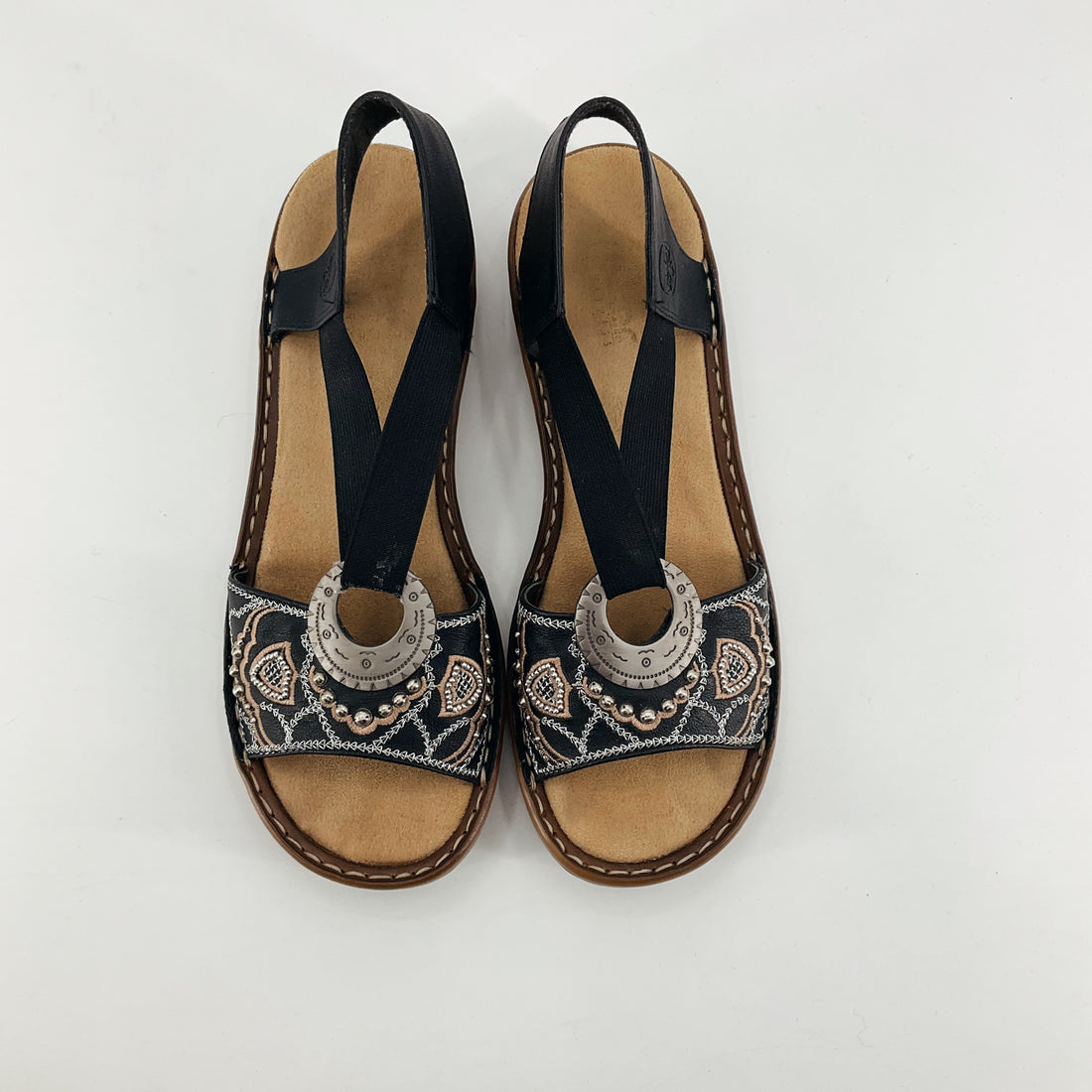 TrueSoul Embroidered Paisley Concho Slingback Sandals Womens Size 8 M