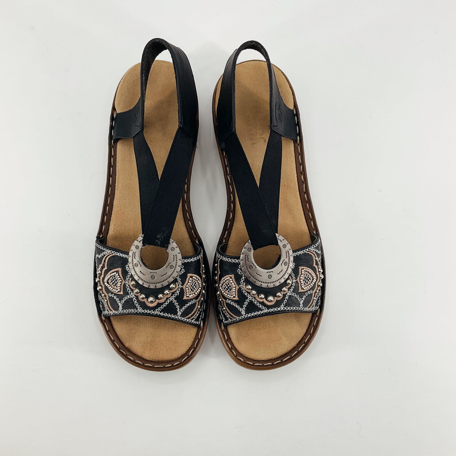 TrueSoul Embroidered Paisley Concho Slingback Sandals Womens Size 8 M