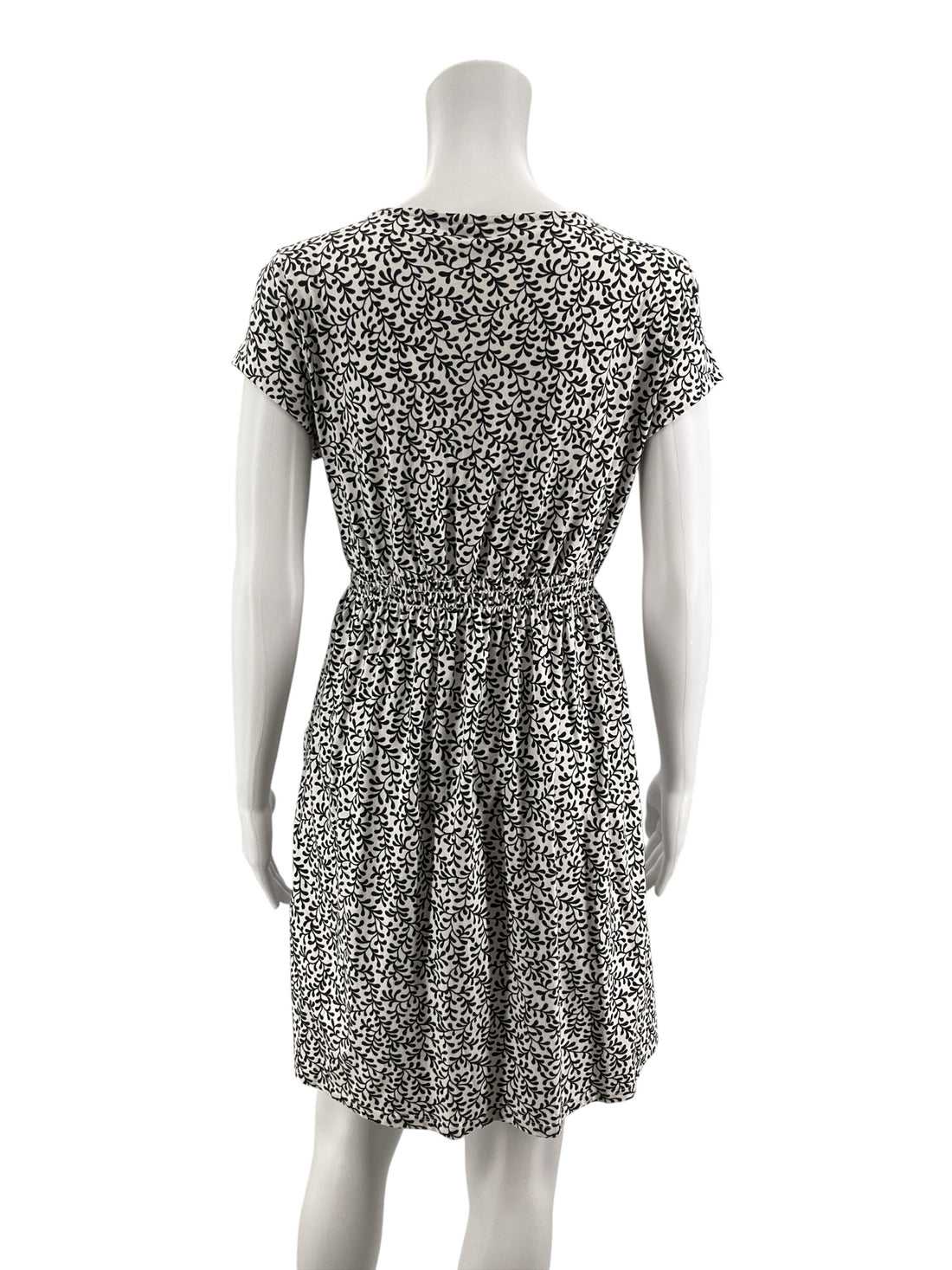 Boden Amelie Jersey Dress 10P Petite Black White Vine Print Modal Cotton