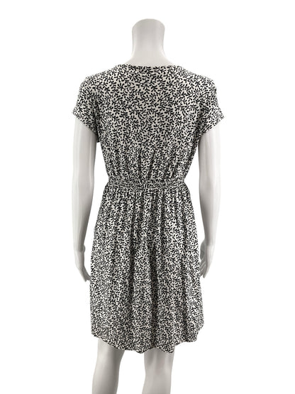 Boden Amelie Jersey Dress 10P Petite Black White Vine Print Modal Cotton