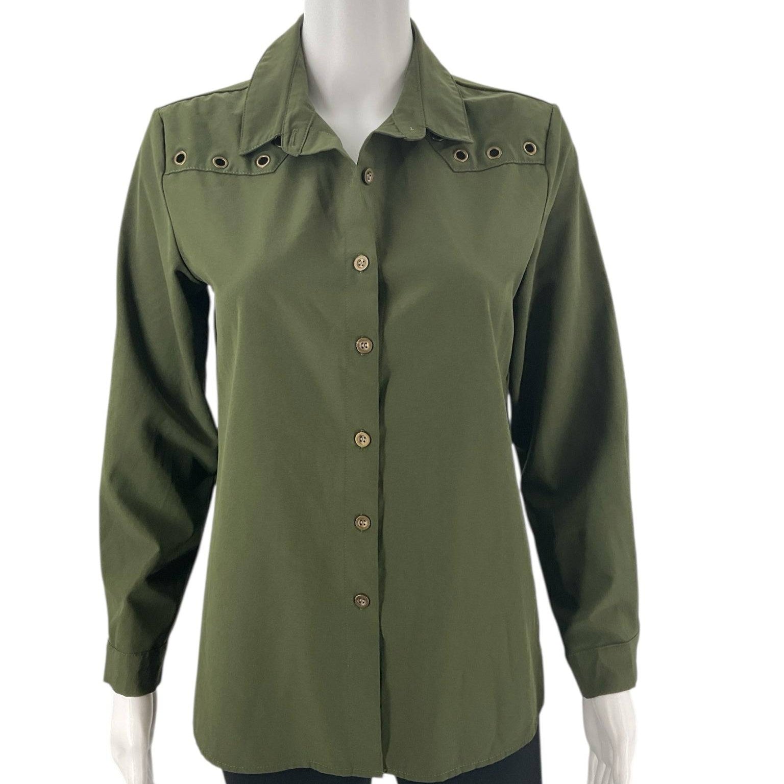 Olive Solid Pre-Owned Ladies Top -Size Small - Margaret’s Fine Consignment