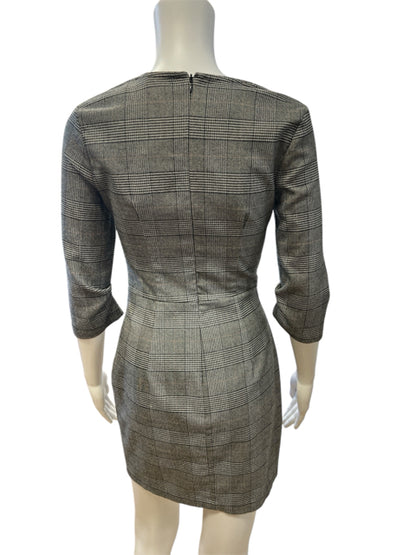 Zara Size XS Gray/Black Plaid Pre-Owned Ladies Dress