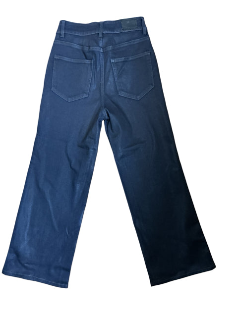 Paige Sasha High Rise Wide Leg Crop Jeans Navy Denim Size 6
