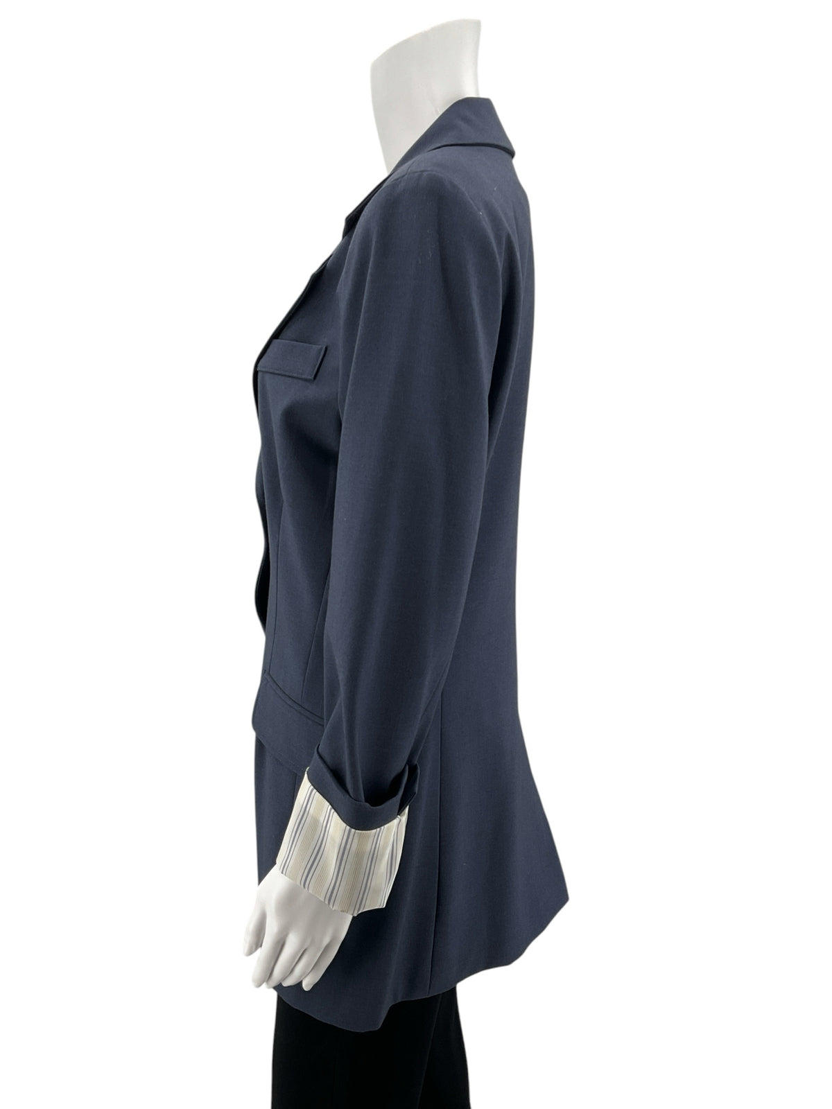 J.B.’s Luxury Denim by Allen Schwartz Navy Blazer Size 10 Striped Lining
