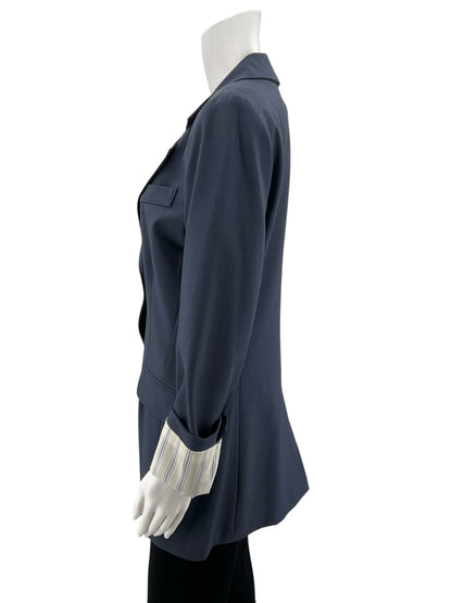 J.B.’s Luxury Denim by Allen Schwartz Navy Blazer Size 10 Striped Lining