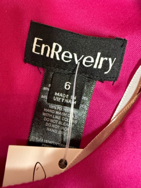 Enrevelry Black/white/pink Sheath Darcy Pink &amp; Black Houndstooth Tweed Dress Size 6 NWT - Size 6