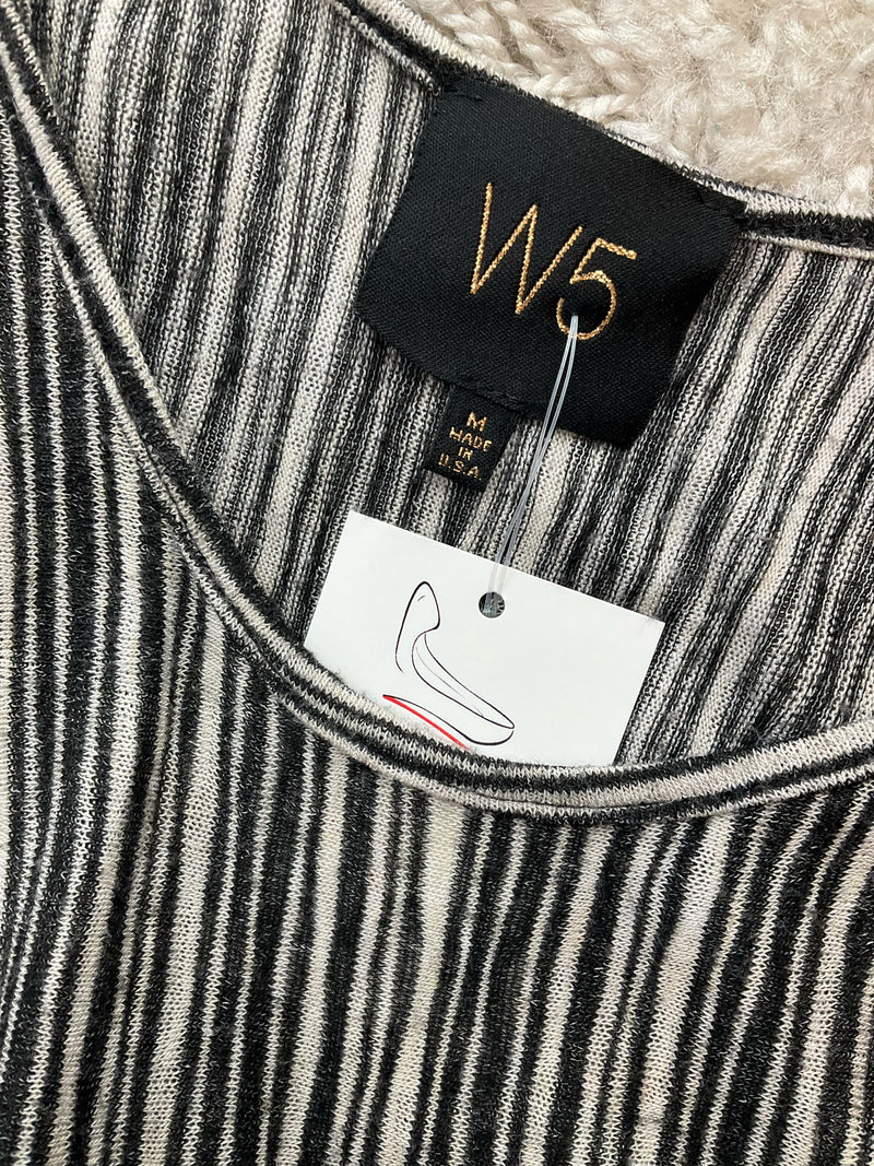 W5 Black/White Stripe Pre-Owned Ladies Top - Size Medium - Margaret’s Fine Consignment