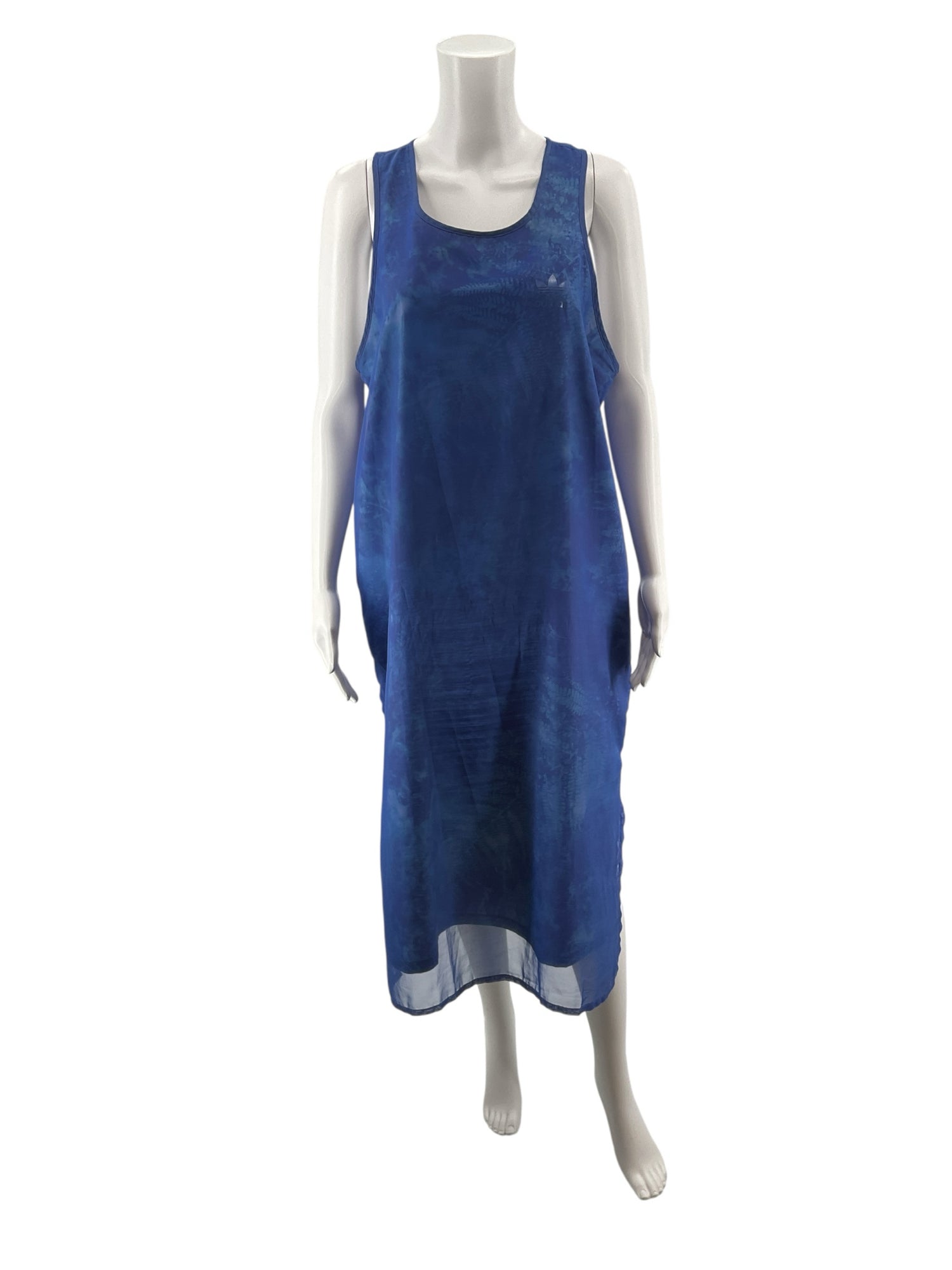 Adidas Blue Maxi Adicolor Classics 3-Stripes Sleeveless Tank Dress Blue Size Large - Size L