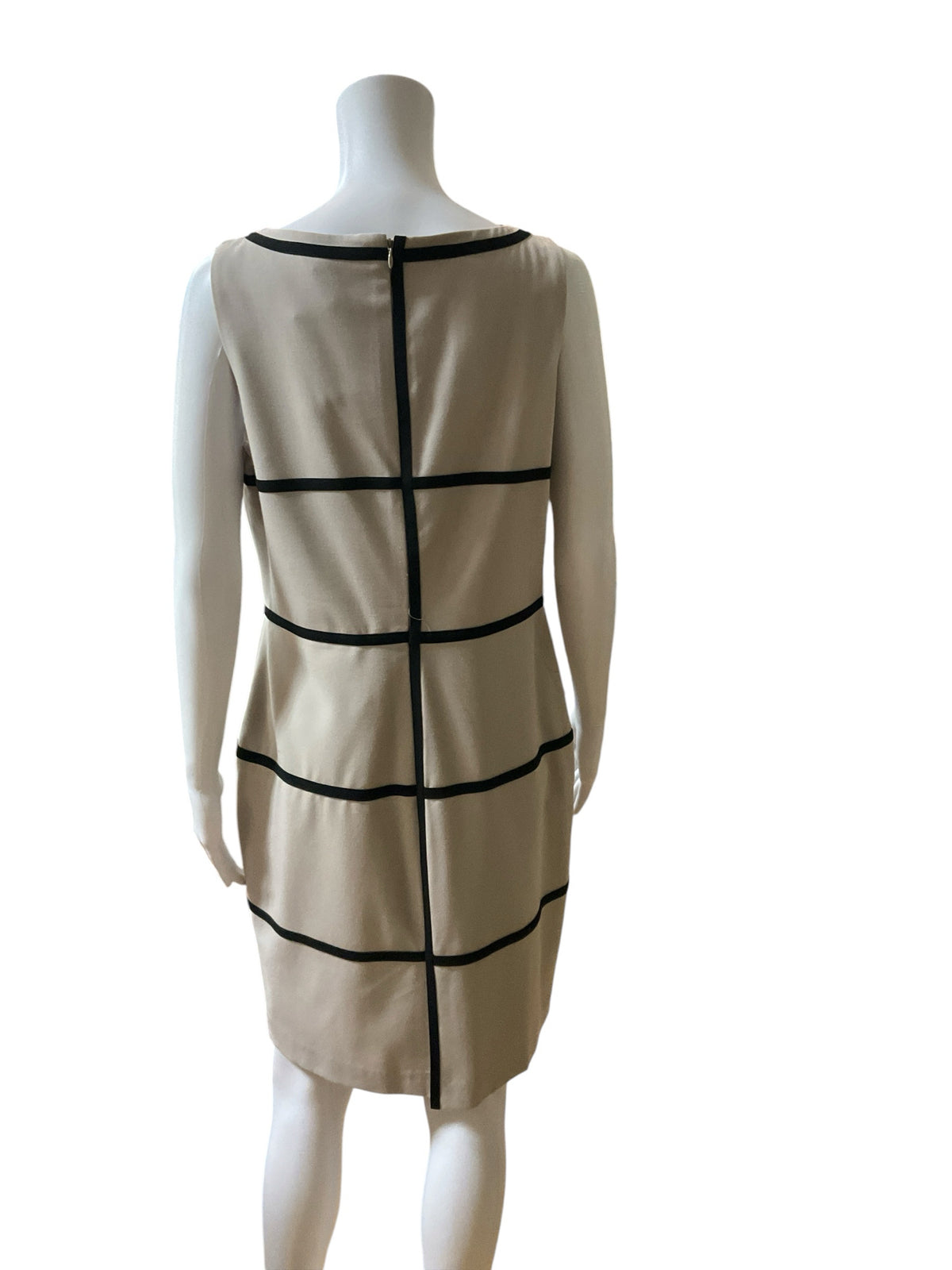 Calvin Klein Tan &amp;amp; Black Sleeveless Sheath Dress - Size 10- ONLINE ONLY