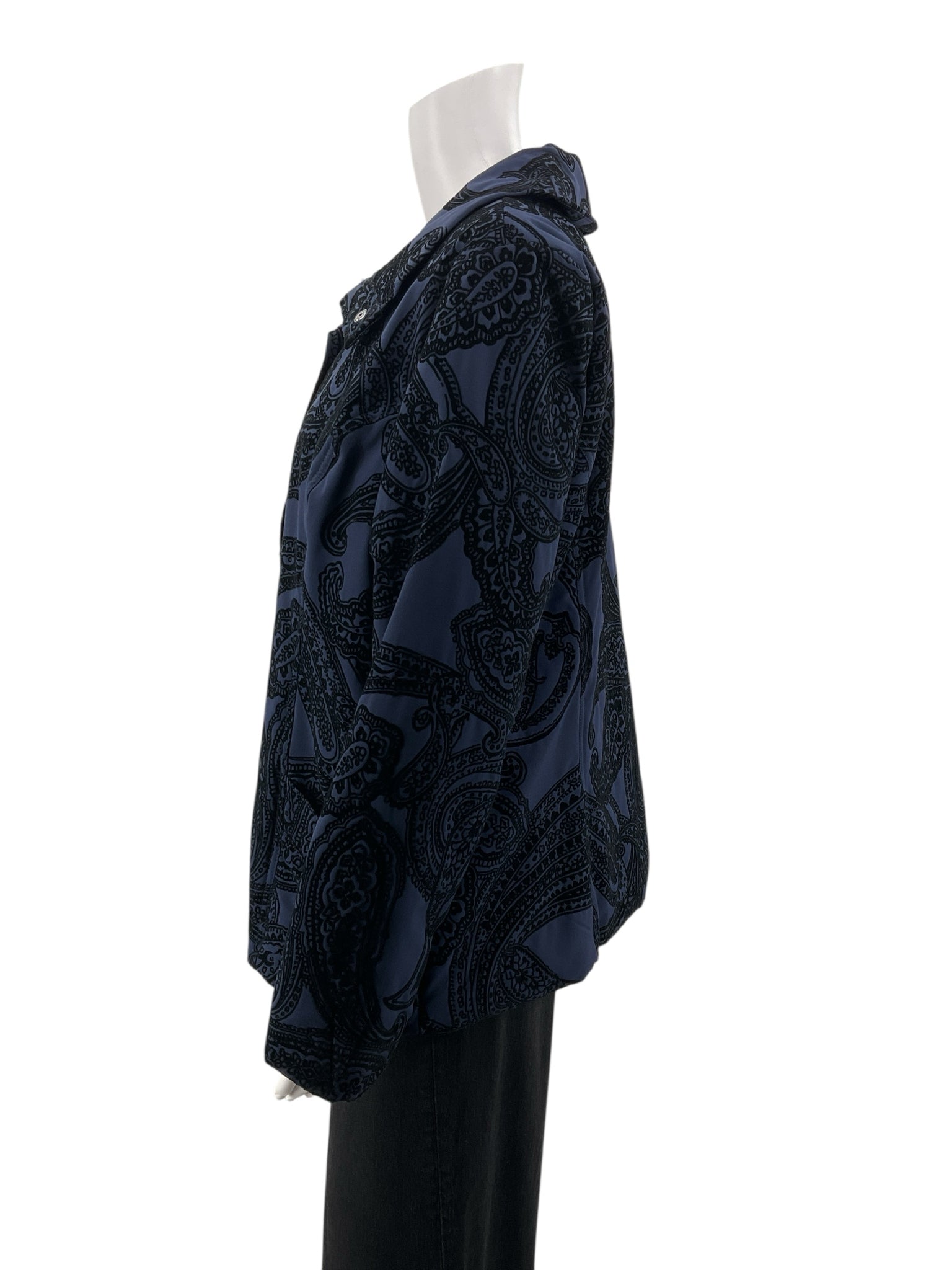 Zenergy Blue/Black Paisley Pre-Owned Ladies Jacket - Size Large - Margaret’s Fine Consignment