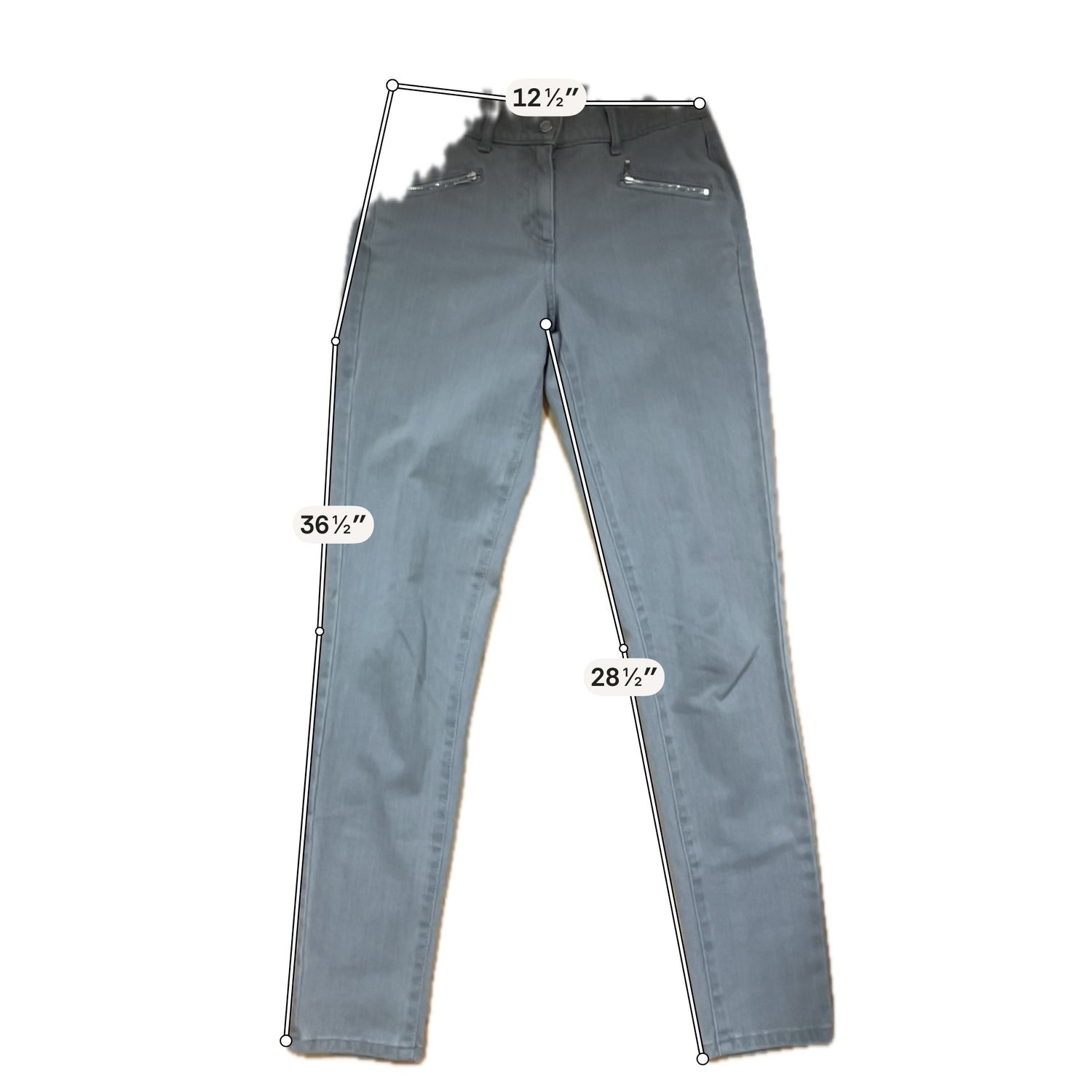 J.McLaughlin Gray Stretch Cotton Skinny Pants Zipper Pockets Size 2