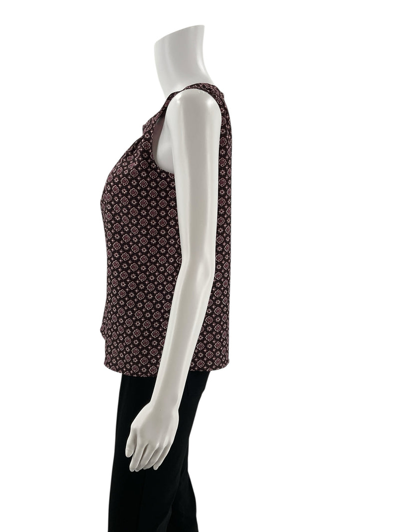 Loft Plum/White Print Pre-Owned Ladies Top - Size XXS Petite