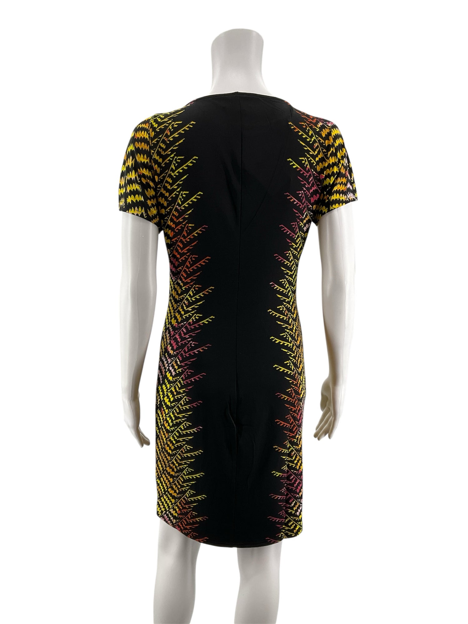 Carmen Marc Valvo black/yellow/orange Sheath Floral Fern Print Scuba Sheath Dress Size XS NWT - Size XS