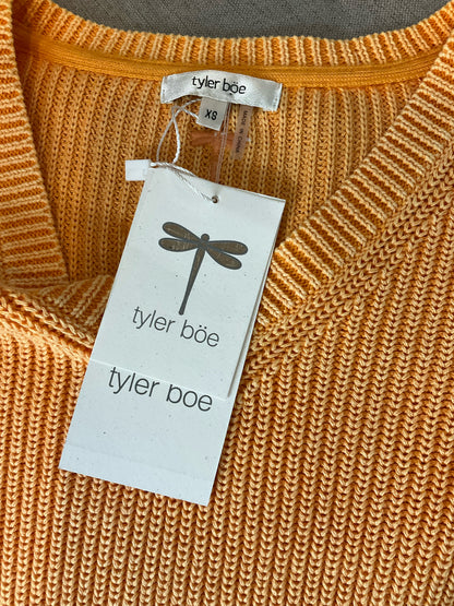 Tyler Boe Orange Long Sleeve V-Neck Ribbed Knit Cotton Sweater Orange Size XS NWT - Size XS