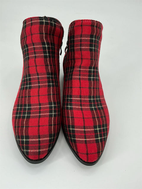 Red/Black/Gold Plaid Booties Size 9.5