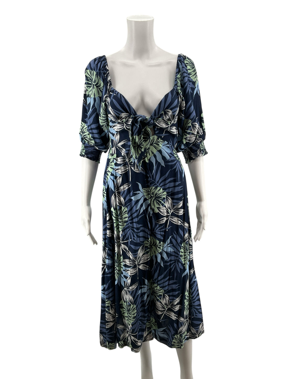 Roxy Blue/Green Maxi Floral Short Sleeve Maxi Dress Blue Green Size XS NWT - Size XS
