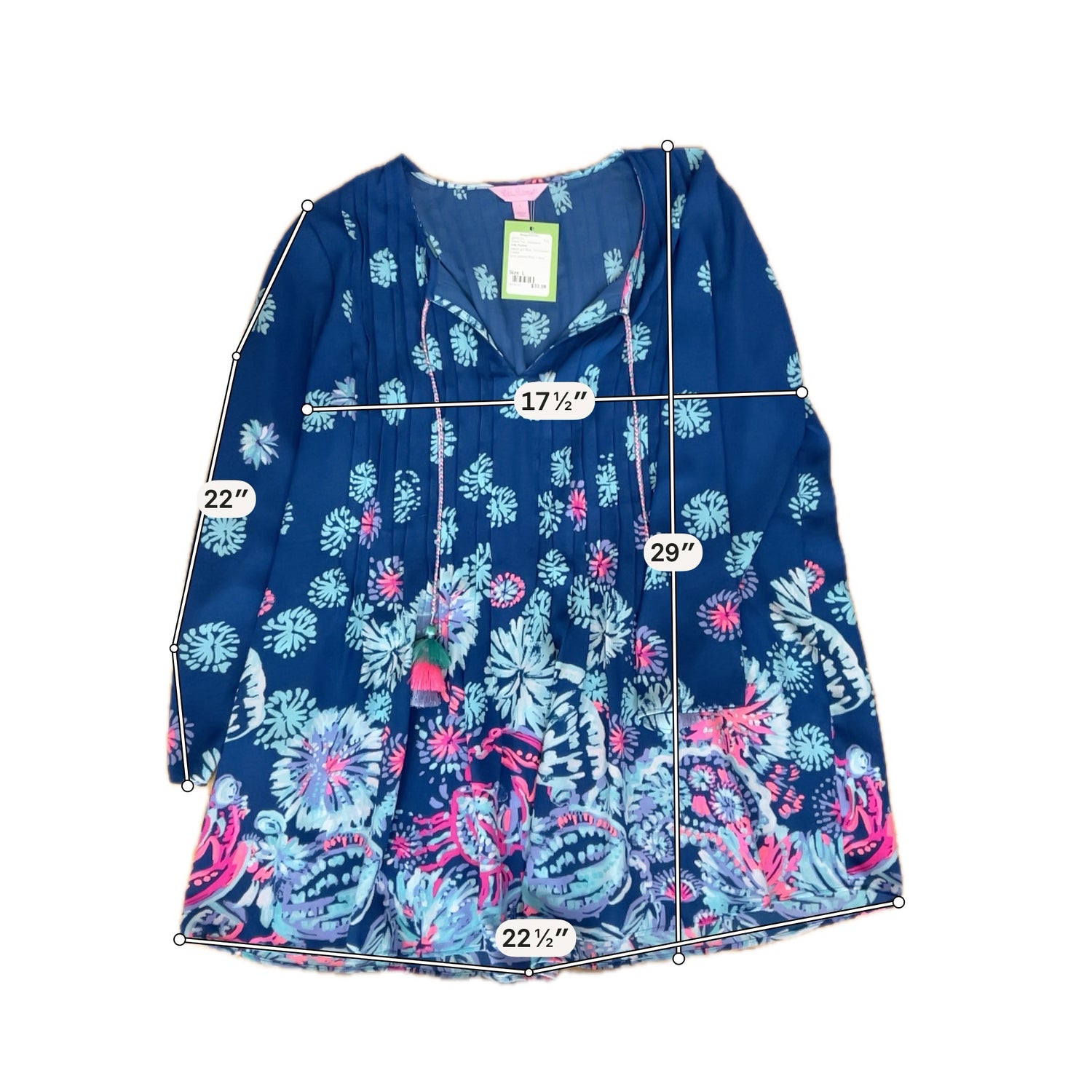 Lilly Pulitzer Elsa Top Catch and Release Print Navy Blue Size L - Downstairs
